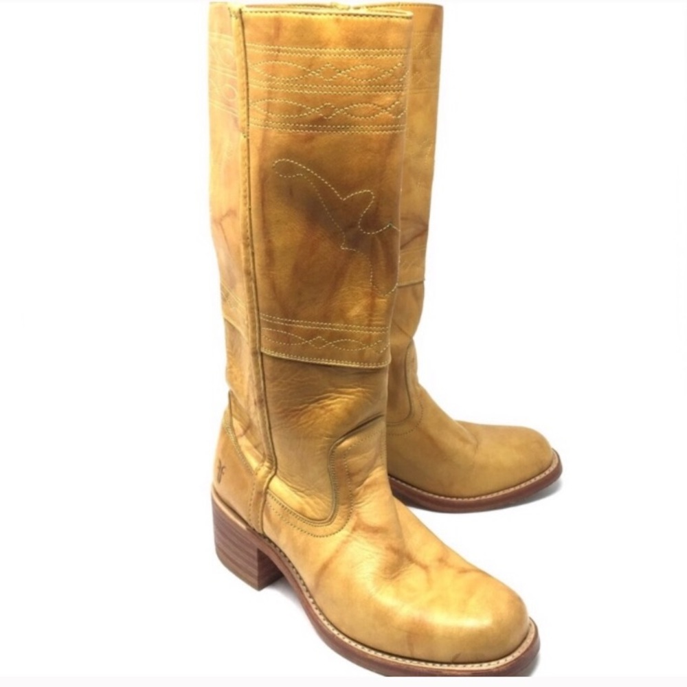 Frye Campus Boot Horse Stitching Banana